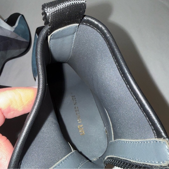 Colorblock Mid-Heel Ankle Boots in Teal, Gray and Black - Picture 8 of 11